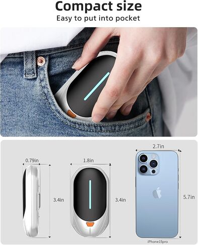 LINFOX Hand Warmer Rechargeable 2 Pack,6000mAh Portable Electric Hand Heater,20Hrs Heated AI Smart Chips, Tech Gifts for Men,Pocket Hand Warmers for Outdoor, Raynauds in Saudi Arabia