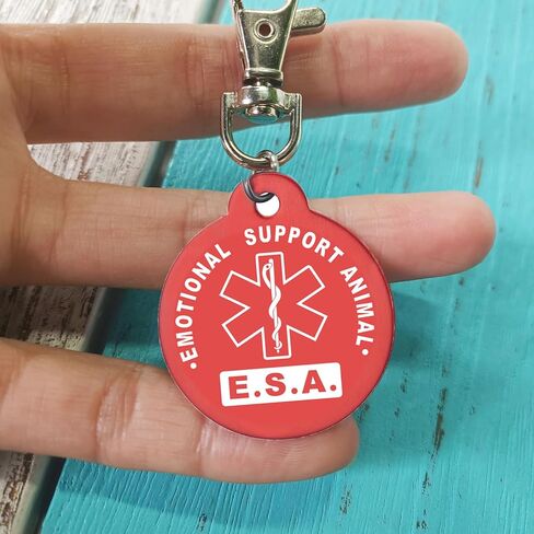 Emotional Support Animal Id Tag, ESA Dog Tag Keychain Metal pet Keychain with Laser Engraving Red Light Suitable for Dog Collar Cloth in Kuwait