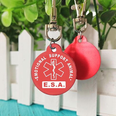 Emotional Support Animal Id Tag, ESA Dog Tag Keychain Metal pet Keychain with Laser Engraving Red Light Suitable for Dog Collar Cloth in Kuwait