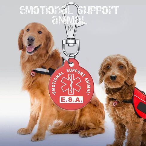 Emotional Support Animal Id Tag, ESA Dog Tag Keychain Metal pet Keychain with Laser Engraving Red Light Suitable for Dog Collar Cloth in Kuwait