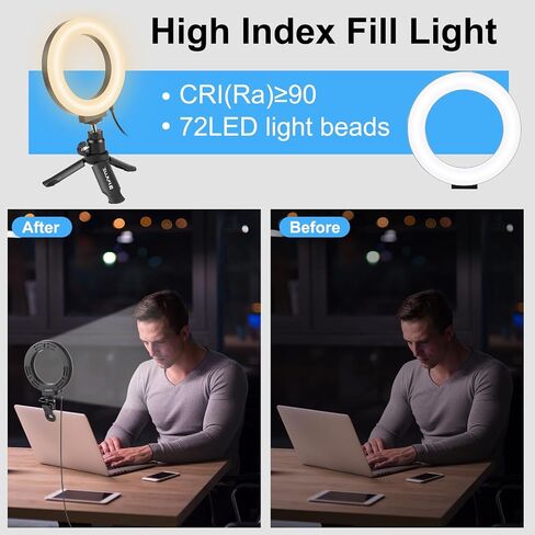 Video Conference Lighting Kit, 3200k-6500K Dimmable Led Ring Light Clip on Laptop Monitor for Webcam Lighting/Zoom Calls/Remote Working/Self Broadcasting and Live Streaming/YouTube Video/TikTok in Saudi Arabia