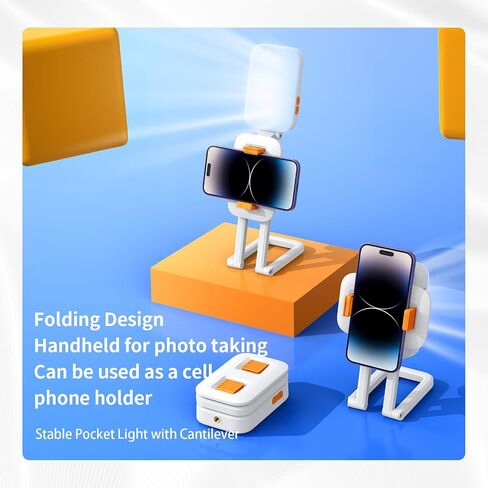 Portable Selfie Light 82 LED Phone Light 3 Light Modes and RGB Modes Rechargeable Light Foldable Phone Holder Light for Selfies, Vlog, TikTok, Video (with Folding Holder) in Saudi Arabia