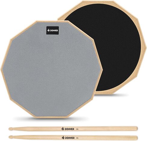 Donner Drum Practice Pad 8 Inches, Silent Practice Drum Pad 2-Sided With Drum Sticks - Blue in Kuwait