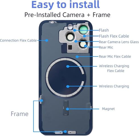 غطاء زجاجي خلفي أصلي لاستبدال باب البطارية وشريط مقاوم للماء، إطار كاميرا مثبت مسبقًا لهاتف iPhone 15 Pro Max جميع شركات النقل أداة إصلاح 15 Pro Max (تيتانيوم أسود) in Kuwait