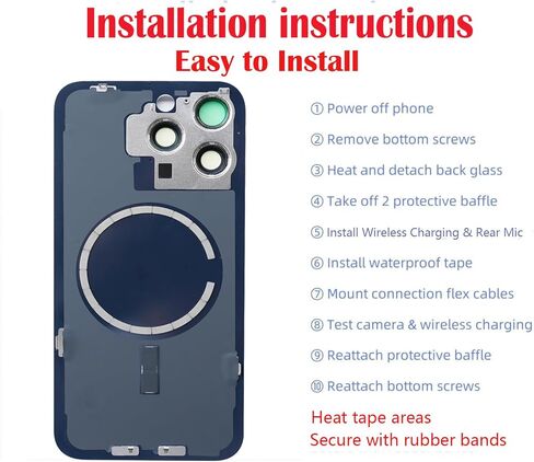 غطاء زجاجي خلفي أصلي لاستبدال باب البطارية وشريط مقاوم للماء، إطار كاميرا مثبت مسبقًا لهاتف iPhone 15 Pro Max جميع شركات النقل أداة إصلاح 15 Pro Max (تيتانيوم أسود) in Kuwait