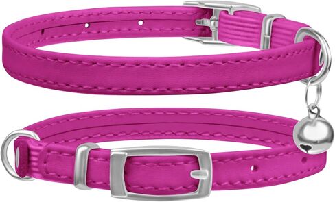 Cat Collar with Bells,Kitten Collar for Boy & Girl Leather cat Collar Breakaway with Safety Elastic Strap (Neck Fit 8"-11",Purple) in Saudi Arabia