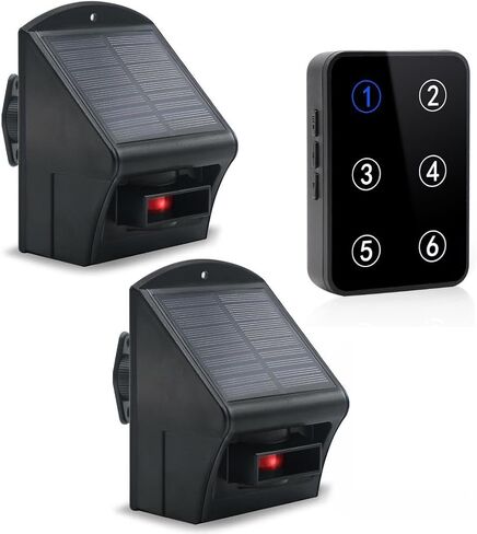 IGREEN Solar Wireless Driveway Alarm, Weather Resistant Outdoor Motion Sensor Alarm with Receiver and 2 Detectors, Weatherproof Outside Wireless Driveway Sensor with Rechargeable Battery in Saudi Arabia