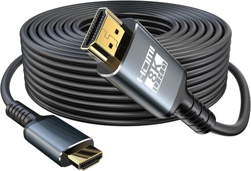 كابل HDMI 8K بطول 2.1 200 قدم، كابل ألياف HDMI 2.1 بسرعة 48 جيجابت في الثانية في الحائط CL3 يدعم تصنيف 8K عند 60 هرتز/4K عند 120 هرتز، eARC Dynamic HDR، HDCP 2.2/2.3، ثلاثي الأبعاد، VRR متوافق مع PS5/PS4/X-Box/Roku TV /RTX3080/3090 in Saudi Arabia