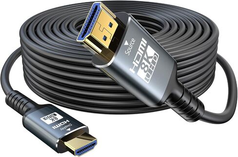 كابل HDMI 8K بطول 2.1 200 قدم، كابل ألياف HDMI 2.1 بسرعة 48 جيجابت في الثانية في الحائط CL3 يدعم تصنيف 8K عند 60 هرتز/4K عند 120 هرتز، eARC Dynamic HDR، HDCP 2.2/2.3، ثلاثي الأبعاد، VRR متوافق مع PS5/PS4/X-Box/Roku TV /RTX3080/3090 in Saudi Arabia