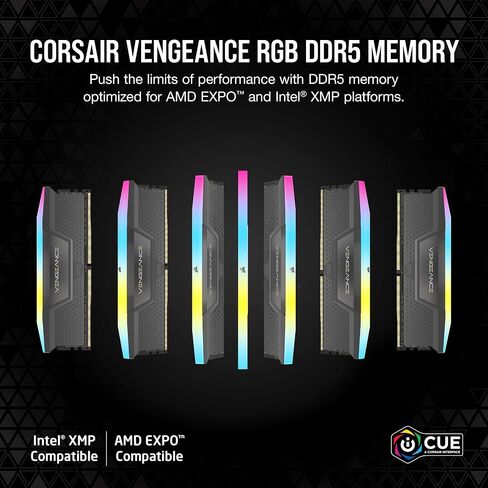 CORSAIR Vengeance RGB DDR5 32GB (2x16GB) DDR5 6400MHz CL32 AMD Expo Intel XMP iCUE Compatible Computer Memory – Gray (CMH32GX5M2B6400Z32) in Saudi Arabia