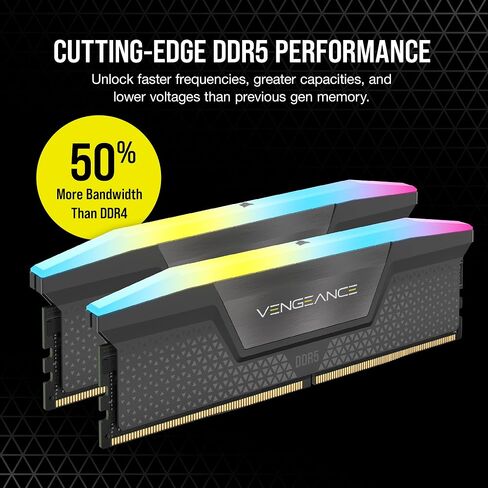 CORSAIR Vengeance RGB DDR5 32GB (2x16GB) DDR5 6400MHz CL32 AMD Expo Intel XMP iCUE Compatible Computer Memory – Gray (CMH32GX5M2B6400Z32) in Saudi Arabia