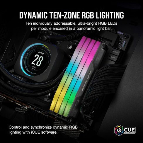 CORSAIR Vengeance RGB DDR5 32GB (2x16GB) DDR5 6400MHz CL32 AMD Expo Intel XMP iCUE Compatible Computer Memory – Gray (CMH32GX5M2B6400Z32) in Saudi Arabia