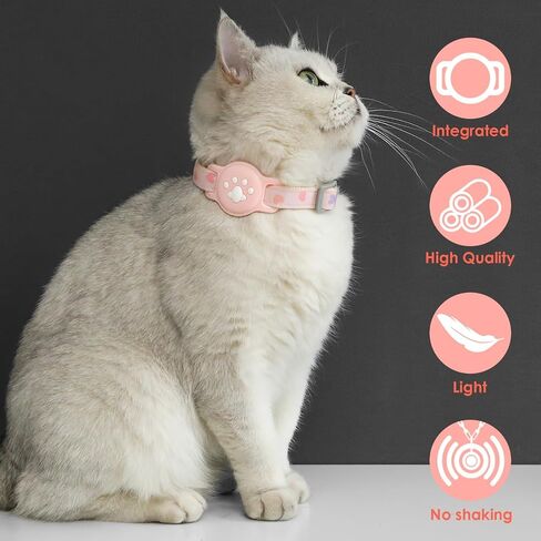 2Pcs Airtag Cat Collar, Pink Breakaway Luminous Cat Collar and Heart Quick Release Safe Buckle Collar, Adjustable Lightweight Kitten Collar, Hidden GPS Tracker Holder for Cats, Kittens(9.4-15.7") in Saudi Arabia