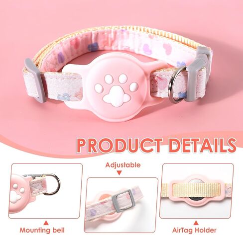 2Pcs Airtag Cat Collar, Pink Breakaway Luminous Cat Collar and Heart Quick Release Safe Buckle Collar, Adjustable Lightweight Kitten Collar, Hidden GPS Tracker Holder for Cats, Kittens(9.4-15.7") in Saudi Arabia