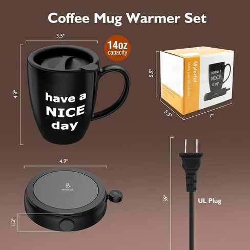 Coffee Mug Warmer & Mug Set, 60W Coffee Cup Warmer for Desk Home Office Use with 4-Temperature Settings, Auto On/Off Gravity-Induction, 14Oz Mug, Great Coffee Gift on Christmas/Birthday, 2024 Upgrade in Saudi Arabia