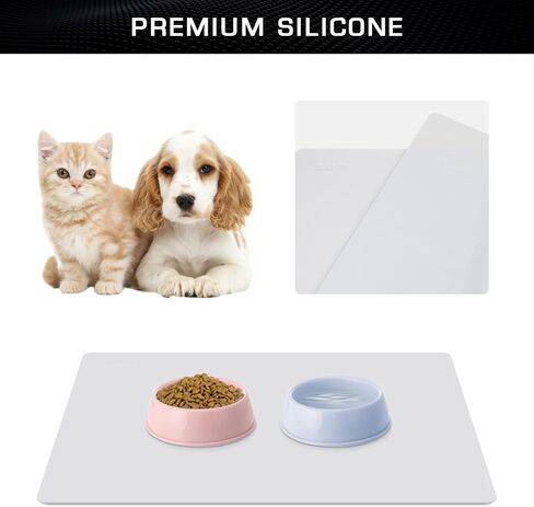 LONGFITE Large Dog Cat Mat for Pet Food and Water Bowl Silicone Waterproof Anti-Slip Feeding Mats (Extra Large Gray) in Saudi Arabia