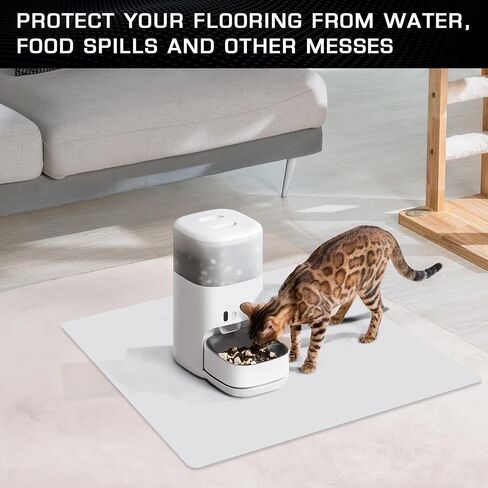 LONGFITE Large Dog Cat Mat for Pet Food and Water Bowl Silicone Waterproof Anti-Slip Feeding Mats (Extra Large Gray) in Saudi Arabia