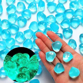 350 Pieces 1 Kg/ 35.27 oz Glow in The Dark Rocks Drop Shape Fish Tank Pebbles Blue Glow in The Dark Pebbles Aquarium Gravel Luminous Stones for Outdoor Succulent Garden Lawn, 0.79 Inch