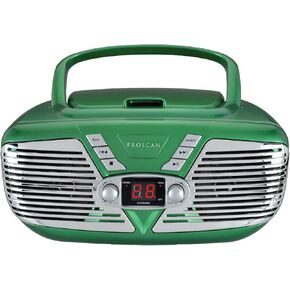 Proscan PRCD211-GREEN Retro Portable CD Radio Boombox with AM/FM Radio (Green)