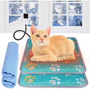 Riakrum 2 قطعة وسادة تدفئة للحيوانات الأليفة، سرير كلب كهربائي للتدفئة مقاس 17.7 × 17.7، قابل للتعديل للقطط، وسادة تدفئة مضادة للماء للكلاب، حصيرة للقطط مع غطاء قابل للغسل، سلك فولاذي مضاد للعض للجرو in Kuwait