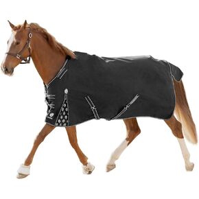 Equinavia Norse No Fill Horse Rain Blanket (0g) | Waterproof Lightweight Turnout Sheet - Black - 66 in - Black - 69 in