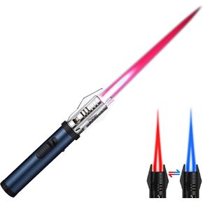 Torch Lighter, Red/Blue Flame Adjustable with Safety Lock, Bright Fire Lighter, Refillable Butane Gas Windproof Jet Flame Cool Lighter, for Candles Grill BBQ Fireplaces Camping Gift for Man