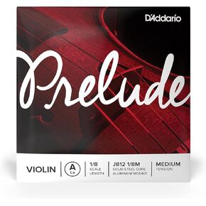 D’Addario Prelude Violin String Set, 4/4 Scale Medium Tension – J810 4/4M - Solid Steel Core, Warm Tone, Economical and Durable – Educator’s Choice for Student Strings – 1 Set