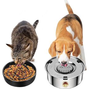 Slow Feeder Dog Bowls and Dog Water Bowl No Spill, Dog Water Food Dispenser to Slow Down Eating for Small Breed Size Dogs and Cats