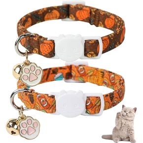 Unique Style Paws 4th of July Cat Collar,Cute Cat Collars with Love USA Pattern,Patriotic Kitten Collar with Breakaway Buckle,Ideal Gift for Boy Girl Cats