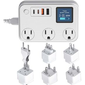 قابس تحويل 350 وات، محول سفر دولي مزود بمنفذين USB ومنفذين USB-C، يخفض 220 فولت إلى 110 فولت لمناطق 100 فولت - 240 فولت ومقابس بلدان مختلفة باستخدام الأجهزة الكهربائية الأمريكية in Kuwait