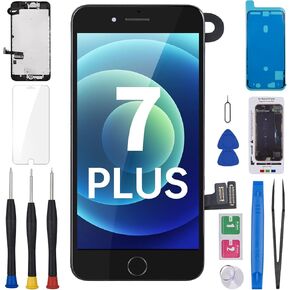 for iPhone 7 Plus Screen Replacement 5.5" Black with Home Button LCD Display Digitizer 3D Touch Full Assembly with Front Camera Speaker Sensor Glass Repair Kit Fix Tools for A1661 A1784 A1785