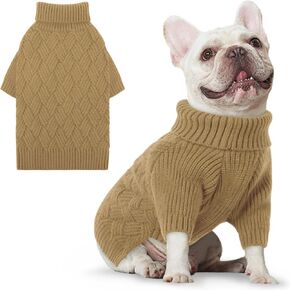 AOFITEE Dog Sweater, Dog Sweaters for Medium Dogs Girl, Warm Dog Christmas Sweater, Winter Medium Dog Sweaters Female Male, Classic Turtleneck Dog Knitwear for French Bulldog, Boston Terrier (Green M)