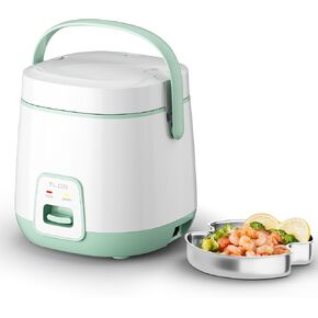 TLOG Mini Rice Cooker 2.5-Cup Uncooked(5-Cup cooked), Healthy Non-stick Coating 1.2L Small Rice Cooker for 1-3 People, Portable Travel Rice Cooker with Steam Tray, Rice Maker for Grains, White Rice, Oatmeal, Veggies