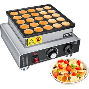 Mini Pancake Maker Machine, 25PCS Electric Nonstick Dutch Pancake Maker, 1.6 Inches Commercial Muffin Maker with Thermostat & Timer Control for Home Restaurant Snacks (12.8"D x 11.5"W x 7.6"H)