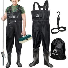Chest Waders Fishing Stocking Foot Waders with Boot Hanger,Waterproof Fishing Waders Breathable for Men Size 6