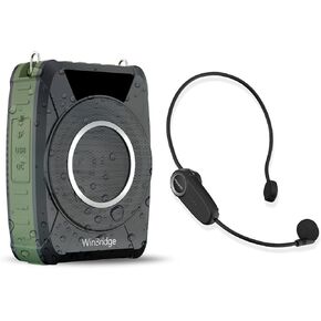 Bluetooth 5.0 Voice Amplifier with Wireless Mic Headset, Waterproof Personal Microphone Wireless Voice Amplifier, 20W Loudly Portable Megaphone PA System for Teachers, Safety Drills, Outdoors Indoors