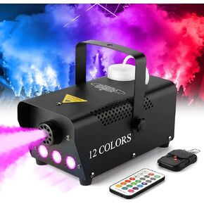 Fog Machine with Lights - 3 Stage LED Lights with 12 Colors & Strobe Effect for Party Wedding Holiday Christmas - Fansteck 500W Upgraded Remote Portable Smoke Machine