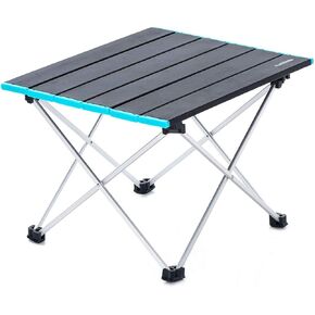Naturehike Portable Camping Side Tables with Aluminum Table Top: Hard-Topped Folding Table in a Bag for Picnic, Camp, Beach, Boat, Useful for Dining & Cooking with Burner, Easy to Clean (Gray)