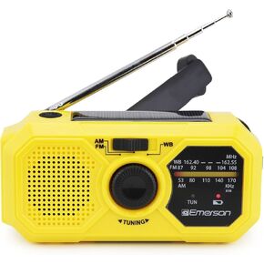 Emerson ER-7050 Emergency AM/FM Radio with NOAA Weather Band, Built-in Power Bank, Hand Crank, Solar Charging, LED Flashlight, and SOS Alarm – Essential Survival Gear for Camping and Emergency Prep