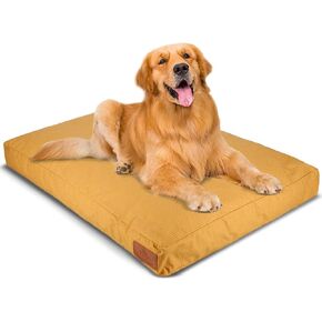 Durable & Comfortable Canvas Dog Bed, Premium Quality Water-Repellent Coating & Dirt Resistance, Removable & Washable Outer Cover, Heavy Duty Zippers for Small & Medium Size Dogs (Large, Tan) in Kuwait