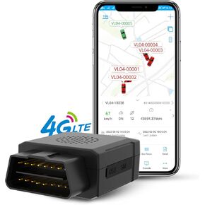 4G LTE OBD GPS Tracker, 10sec Update Car GPS Tracker, Unlimited Distance, Real Time Location Speed & Mileage, Geofence, Accident Alert, Fatigue Driving Tracking Device for Family or Business
