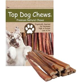 Top Dog Chews - Thick 12 Inch Bully Sticks, 100% Natural Beef, Free Range, Grass Fed, High Protein, Supports Dental Health & Easily Digestible, Dog Treat, 10 Pack (10 Count 12", Odor Free Beef)