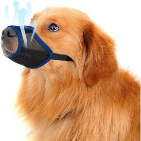 Dog Muzzles, Soft Mesh Muzzles for Small, Medium and Large Dogs, Anti-Biting Barking Chewing, Breathable Drinking Adjustable Cleaning, for German Shepherd Husky Labrador Retriever (Blue) (L)