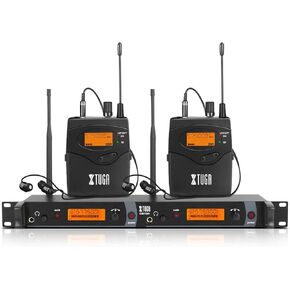 IEM1200 Wireless in Ear Monitor System 2 Channel 2/4 Bodypacks Monitoring with in Earphone Wireless Type Used for Stage ，Studio and Church (2 Bodypacks)