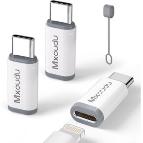 3 Pack Lightning to USB C Charging Adapter for iPhone 16/16 Pro/15/15 Pro, iPad Pro, iPad Air 5/4, Galaxy S24, USB C Male to Lightning Female Fast Charging & Data Transfer Adapter, Not for Audio/OTG