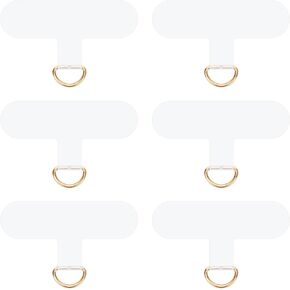 6pcs Phone Lanyard Patch Pad, 2.4x1.38x0.16in Short Cell Phone Lanyard Tab Phone Tether Tab Multifunctional Patch Compatible with Most Smartphones(Transparent, Gold)