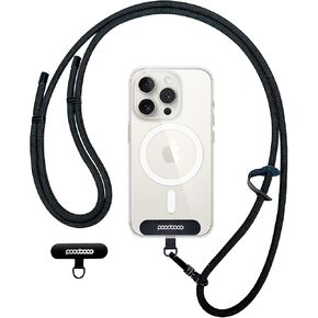 Phone Lanyard Crossbody - 6mm Thick Cell Phone Lanyard | Anti-Theft Cell Phone Strap Crossbody | Lanyard for iPhone, Samsung & More | For Traveling, Hiking, Daily Use - Black