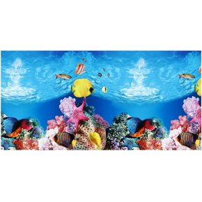 TEHAUX 1pc Fish Tank Background 55 Gallon Aquarium Background Double- Sided Wall Sticker Background Paper Aquarium Backdrop Sticker Fish Tank Decorative Pictures Double Sided 3D Poster