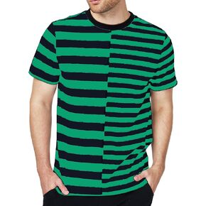 SSLR Mens Striped T Shirt Cotton Tee Shirts Crewneck Long Sleeve Tee Shirts for Men (XX-Large, Black White)