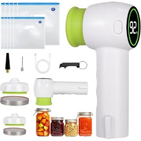 cjc Handheld Vacuum Sealer, Electric Vacuum Sealer for Food, 4-in-1 Mason Jar Vacuum Sealer, Rechargeable Vacuum Sealer, Portable Vacuum Sealer Machine Kit, Small Vacuum Pump for Travel